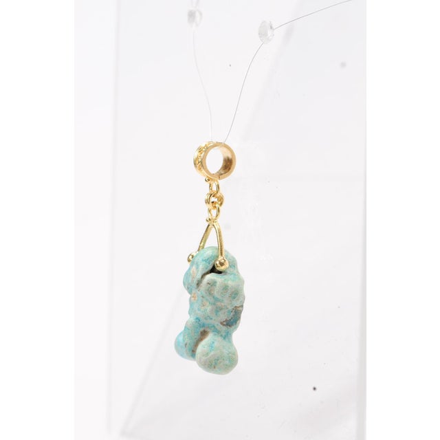 An Egyptian Faience Blue Charm Pendant For Sale - Image 9 of 10