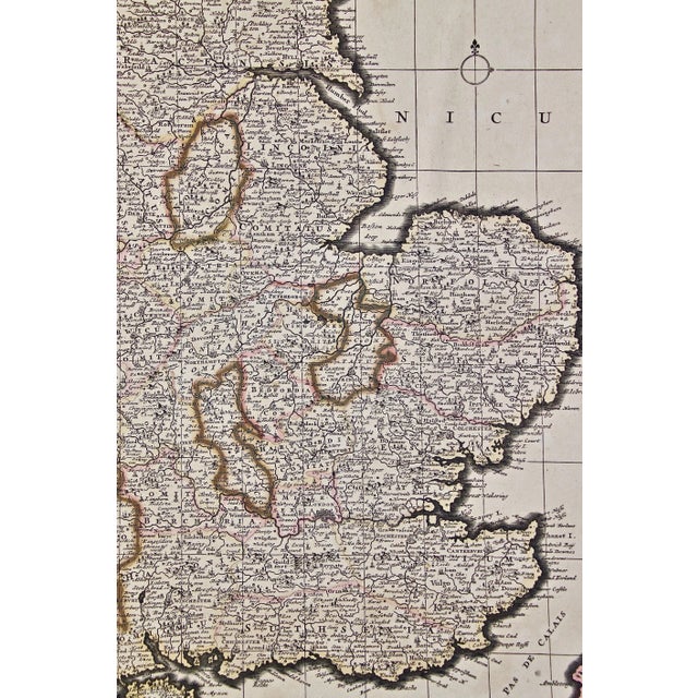 England and the British Isles: A Large 17th Century Hand-Colored Map by De Wit, 1680 For Sale - Image 10 of 11