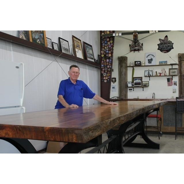Brown Historic 16 Foot Live Edge Single Slab Table For Sale - Image 8 of 18