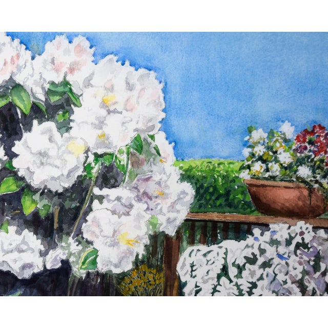 Impressionist Back Porch - Santa Cruz California Landscape in Watercolor on Paper by Harry Federico For Sale - Image 3 of 7