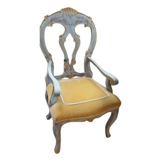 19th C Style Venetian Painted Italian Arm Chair For Sale