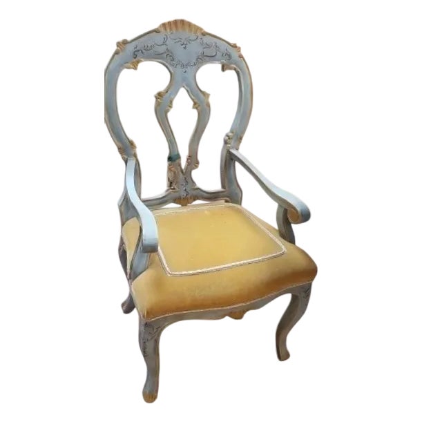 19th C Style Venetian Painted Italian Arm Chair For Sale