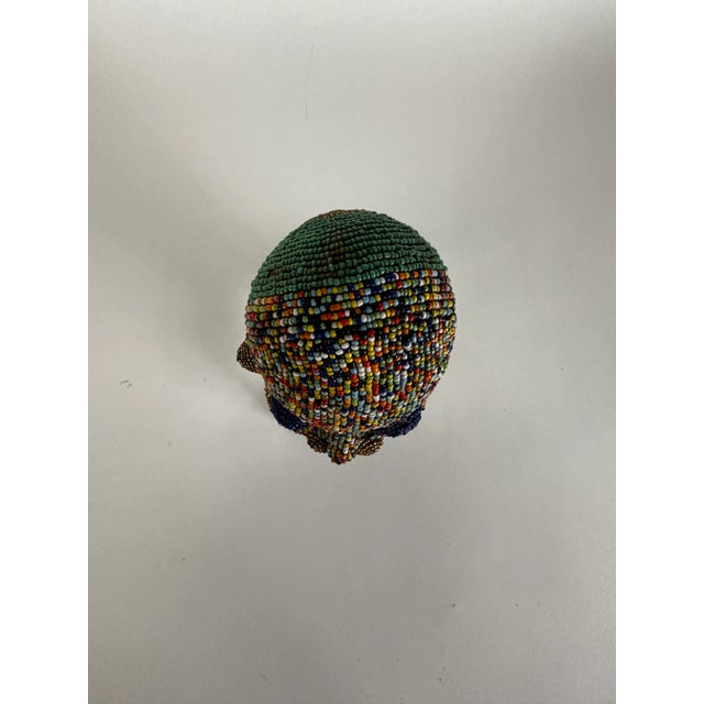 Mid 20th Century Beaded Head From Cameroon on Lucite Plinth For Sale In Chicago - Image 6 of 6