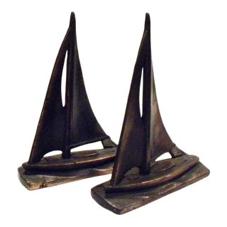 Vintage Sail Boat Nautical Bookends - Set of 2 For Sale