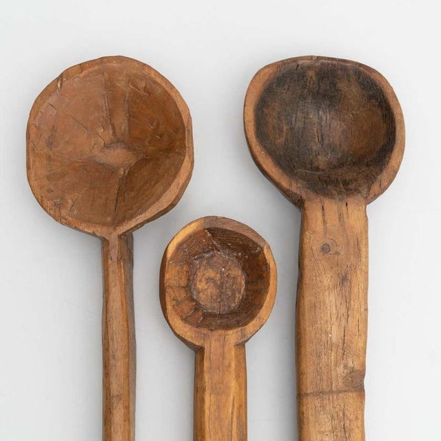 Traditional Pastoral Wooden Spoons, 1940s, Set of 3 For Sale - Image 17 of 18
