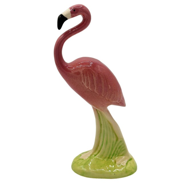 Mid-Century Modern Mid-Century Ceramic Curious Watcher Pink Flamingo Tabletop Statue by Metlox For Sale - Image 3 of 9