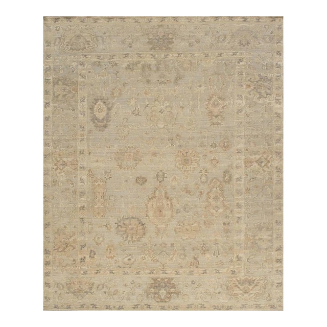 Oushak Wool Blue Area Rug, 10' 2'' X 13'11'' For Sale
