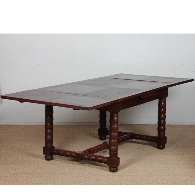 Brown French Extendable Dining Table, 1940s For Sale - Image 8 of 10
