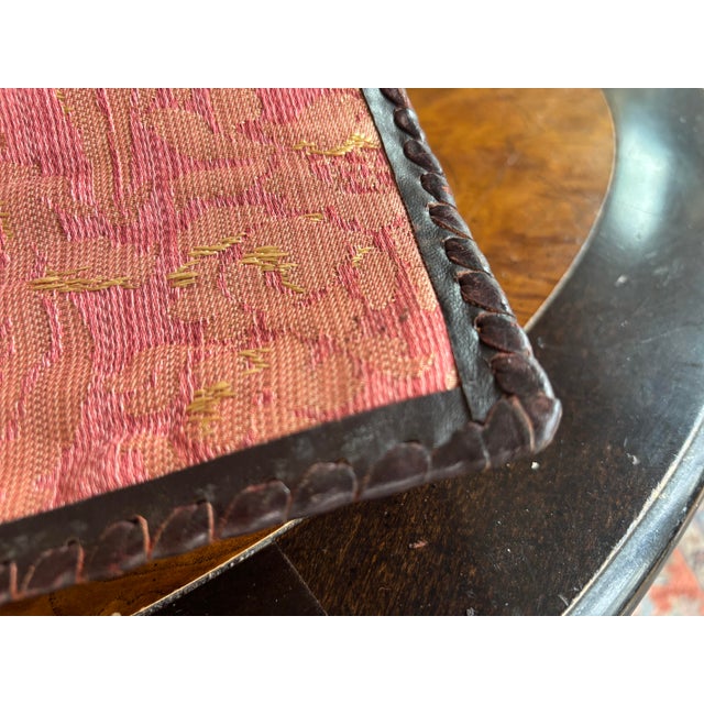 Black Victorian Hand - Painted Leather Letter Box, Floral Decor, C 1860-1880 For Sale - Image 8 of 12