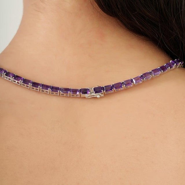 38.6 Ct Purple Amethyst Necklace in Solid 925 Sterling Silver For Sale - Image 4 of 12