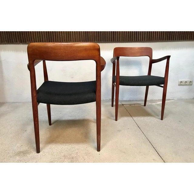 1960s Set of Danish Teak & Wool Model 56 Chairs by Niels O. Møller for J.L. Møllers, 1954 For Sale - Image 5 of 16