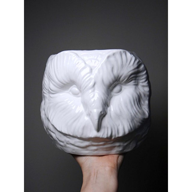 Large Vintage Italian White Earthenware Owl Head Cachepot, 1960s For Sale - Image 4 of 18