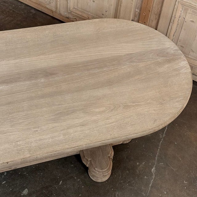 French Mid-Century Oval Trestle Table ~ Stripped Solid Oak For Sale - Image 18 of 18