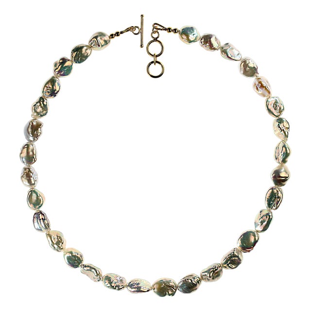 Ajd 19 Inch Iridescent White Chinese Freshwater Pearl Necklace For Sale