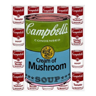 Steve Kaufman, Campbell's Cream of Mushroom (Stretched Unique Oil Painted Canvas) For Sale
