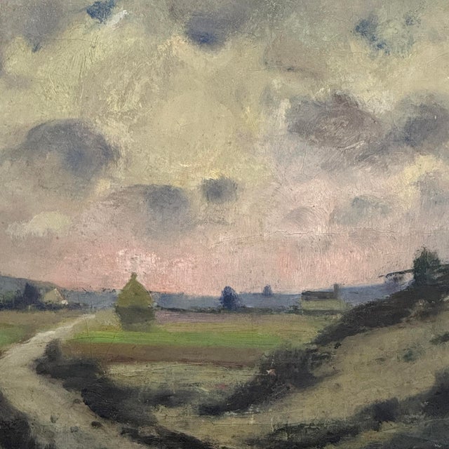 Framed Oil Painting on Canvas by Désiré Merny (1865–1947) 'Country Road at Dusk' For Sale - Image 12 of 15