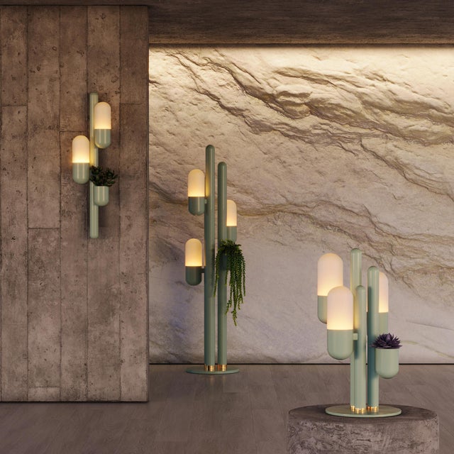 Contemporary Cactus Wall Lamps by Creativemary, Set of 2 For Sale - Image 3 of 10