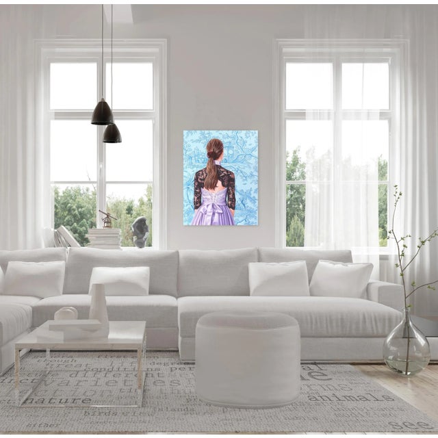 Textile "Blue" Contemporary Realist Figurative Acrylic Painting by Carlos Gamez De Francisco For Sale - Image 7 of 9