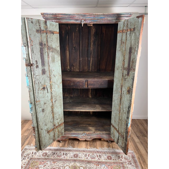 Repurposed Antique Indian Carved Door Armoire For Sale - Image 10 of 16