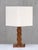French Art Deco Geometric Oak Table Lamp with Linen Shade, Late 1930s For Sale - Image 4 of 13