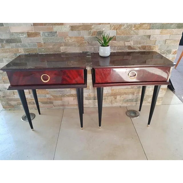 French Mahogany Nightstands, 1950s, Set of 2 For Sale - Image 15 of 18