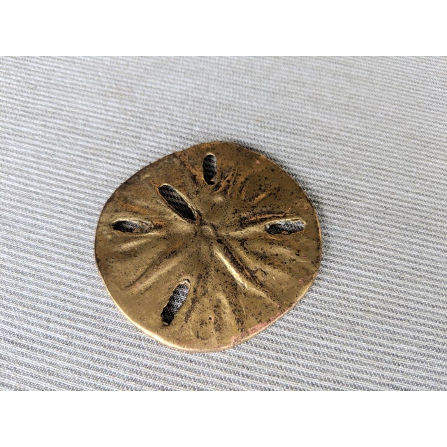 Mid 20th Century Vintage Coastal Brass Sand Dollar Paper Weight / Decorative Object For Sale - Image 5 of 7
