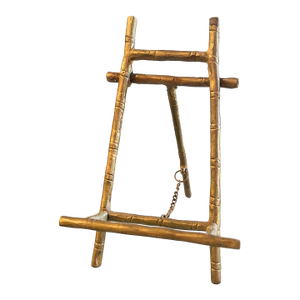 Vintage Faux Bamboo Brass Hollywood Regency Chinoiserie Traditional Tabletop Display Easel – Hollywood Regency Style, 4.75”