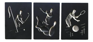 1960s Artcraft Plaster Negative Relief Sports Plaques - Set of 3