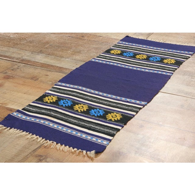 Blue Vintage Blue Cretan Greek Kilim Rug - 01'06 X 03'10 For Sale - Image 8 of 10
