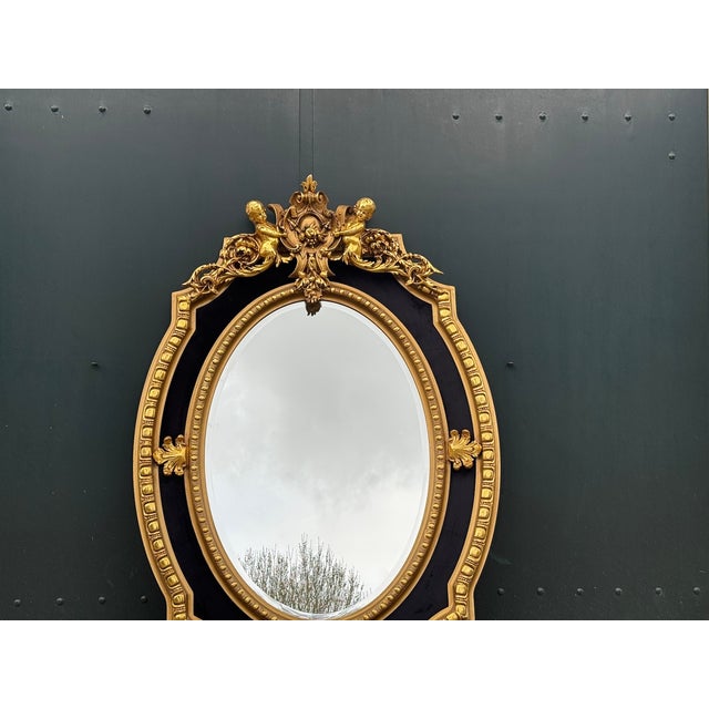 1980 French Artisan Louis XVI Gold Wood Wall Mirror For Sale - Image 10 of 18
