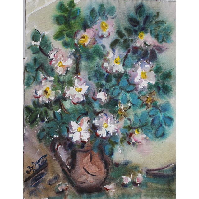 2000 - 2009 Dzidra Bauma, White Flowers, 2001, Watercolor For Sale - Image 5 of 5