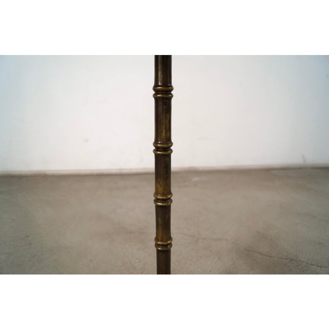 Brass Antique Faux Bamboo in Brass & Leather Floor Lamp For Sale - Image 8 of 12