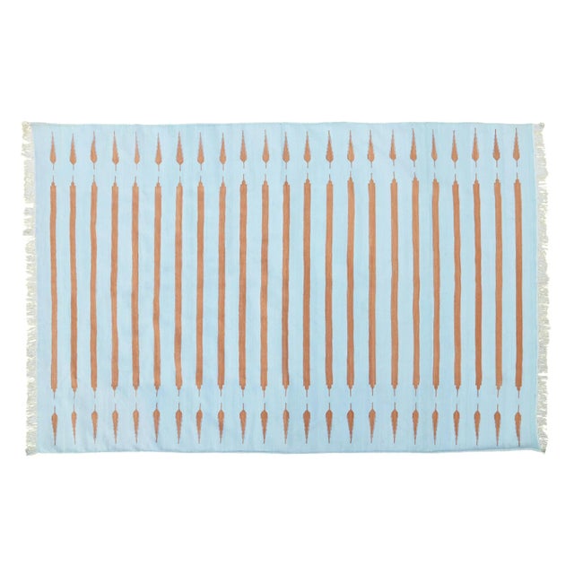 Amritsar Rug, 4' x 6', Light Blue and Terra Cotta For Sale - Image 6 of 6