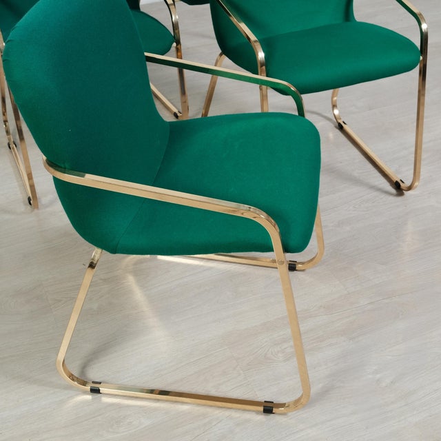 Vintage Poker Chairs in Green Fabric, Set of 4 For Sale - Image 6 of 14