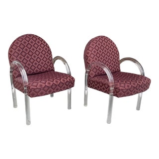 Charles Hollis Jones Waterfall Lucite Chairs a Pair For Sale