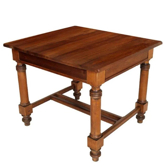 Square Antique Austrian Solid Walnut Table For Sale - Image 4 of 4
