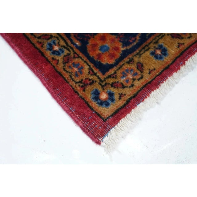 19th Century Antique Manchester Wool Kashan Runner 1'10'' X 9'11'' For Sale - Image 5 of 11
