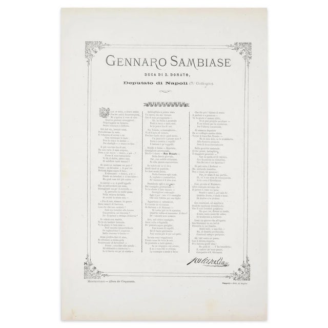 One at a Time is an original lithography artwork realized by Antonio Manganaro, in 1872. Original lithograph, watercolored...