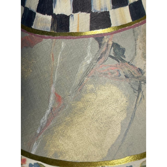 Paper 1970s McKenzie and Childs Original Handpainted Kamp Shades Pair in Box For Sale - Image 7 of 9