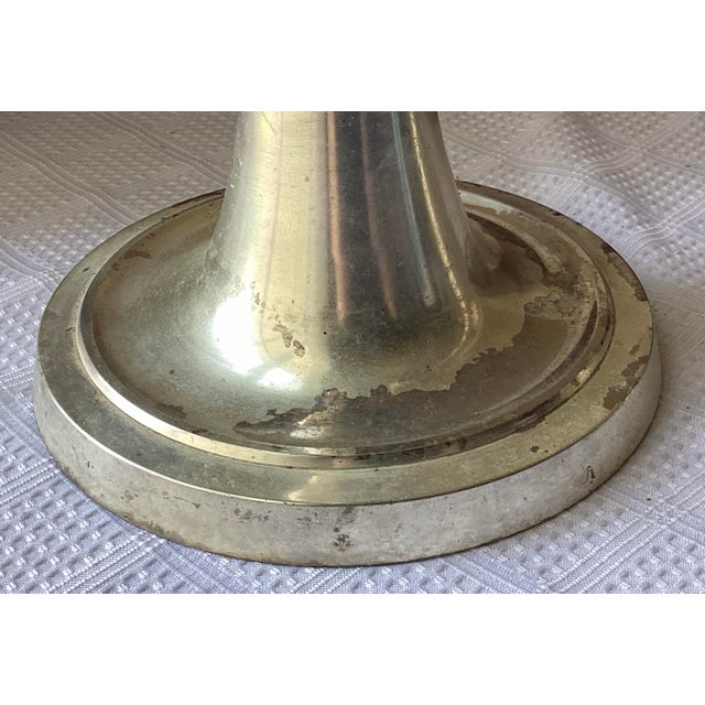 1940s Vintage Pair of Silver Plate Church Altar Baptismal Holy Water Font, 31 1/4” For Sale - Image 5 of 9