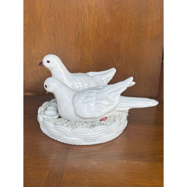 Celebrate the elegance of Italian porcelain with this exquisite Capodimonte-style dove figurine, attributed to Meiselman...