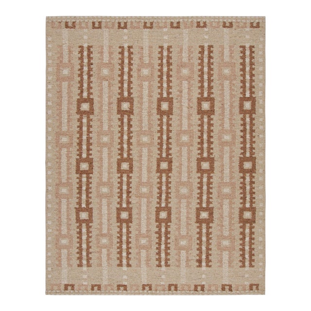 Rug & Kilim’s Scandinavian Style Rug With Pink, White and Beige-Brown Patterns For Sale