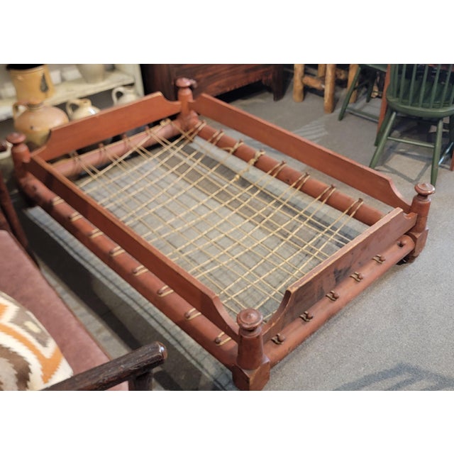 19thc original salmon painted trendle or child's rope bed But the trendle bed and well throw in a custom made cushion as...
