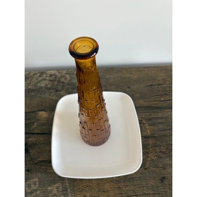 This item is a vintage Empoli Amber Decanter Wax Drip Genie Bottle Made In Italy 1960’s. Mid-century modern. No stopper...
