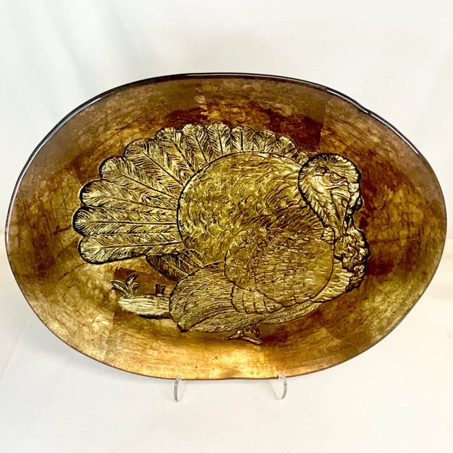 1980s Vintage Italian Venetian Boho Chic Hand Blown Glass Thanksgiving Turkey Platter. For Sale - Image 4 of 11