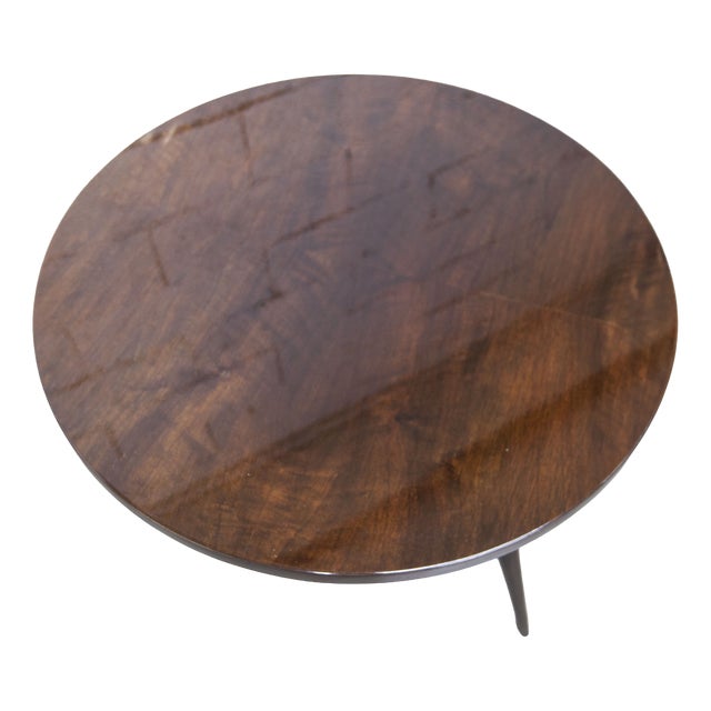 Tripod Coffee Table in Varnished Mahogany, 1960s For Sale