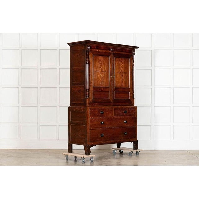 Large 19th Century English Georgian Oak Housekeepers Cupboard, 1820 For Sale - Image 3 of 18