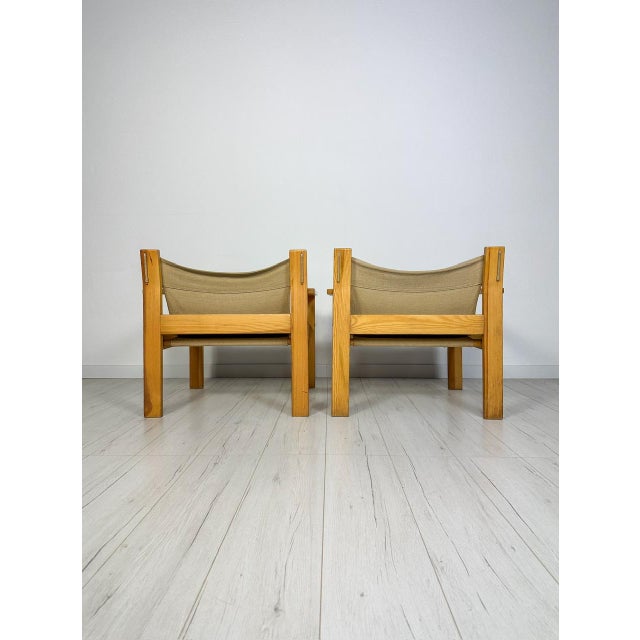 Wood Set of Vintage Lounge Chairs in Pine and Canvas by Erik Worts for Ikea, 1970s For Sale - Image 7 of 14
