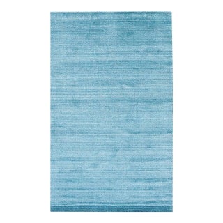 9x12 Blue Hand-Knotted Wool Viscose Subtle Horizon Hues Solid Open Field Carpet For Sale