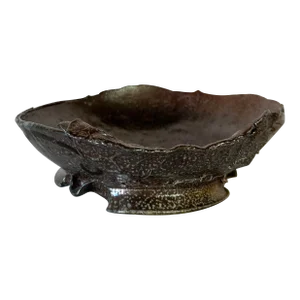Vintage Brown Glazed Abstract Pottery Bowl